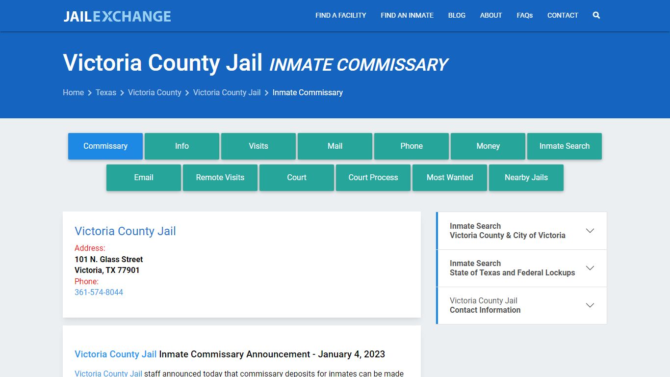 Inmate Commissary, Care Packs - Victoria County Jail, TX - Jail Exchange